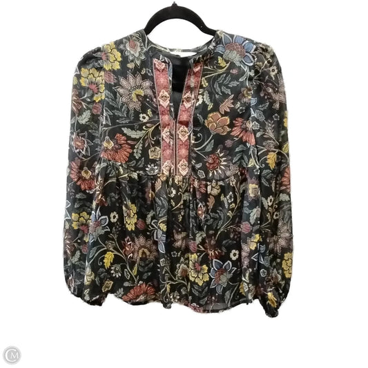 Top Long Sleeve Basic By Frye And Co In Floral Print, Size: Xs