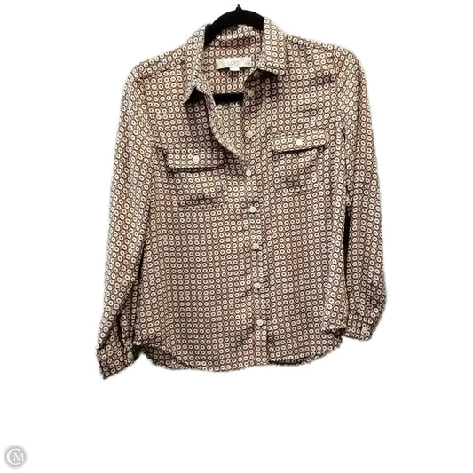 Blouse Long Sleeve By Loft In Geometric Pattern, Size: Sp
