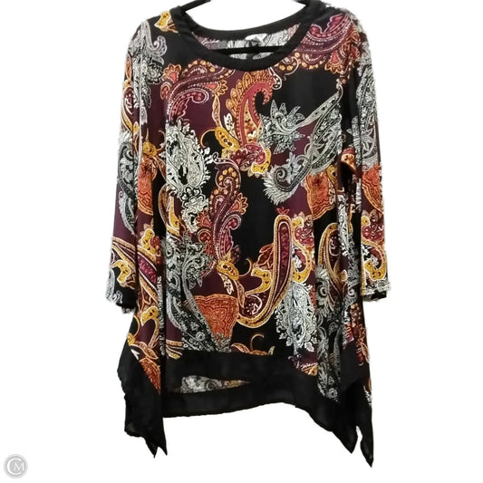 Blouse Long Sleeve By Cato In Paisley Print, Size: 18