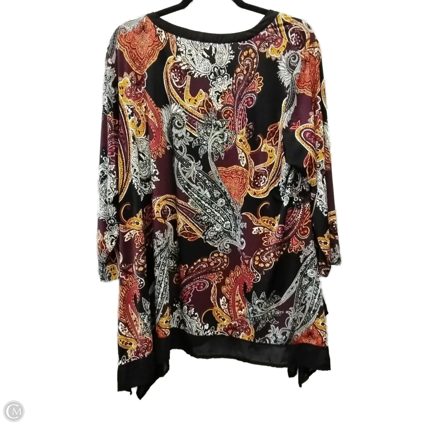 Blouse Long Sleeve By Cato In Paisley Print, Size: 18