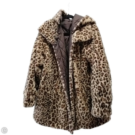 Coat Faux Fur & Sherpa By Dennis Basso Qvc In Animal Print, Size: L