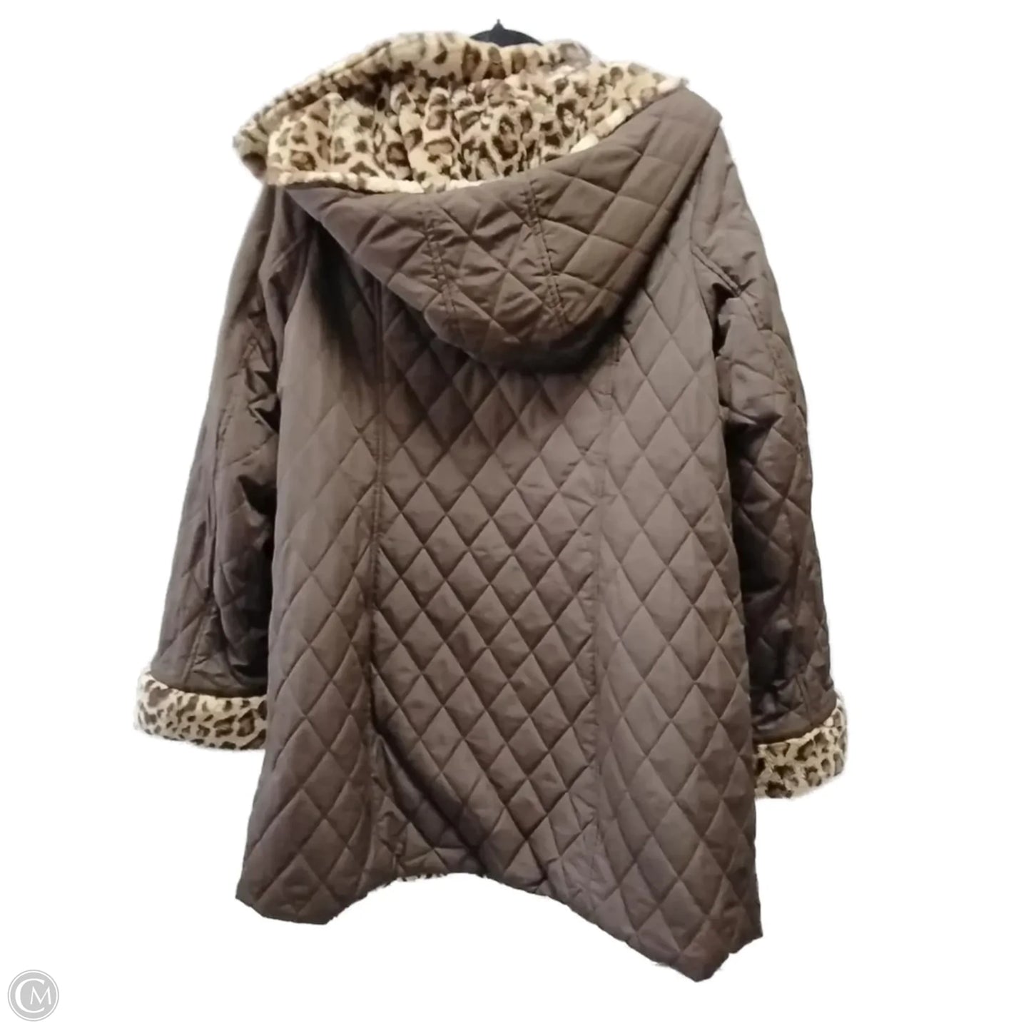 Coat Faux Fur & Sherpa By Dennis Basso Qvc In Animal Print, Size: L