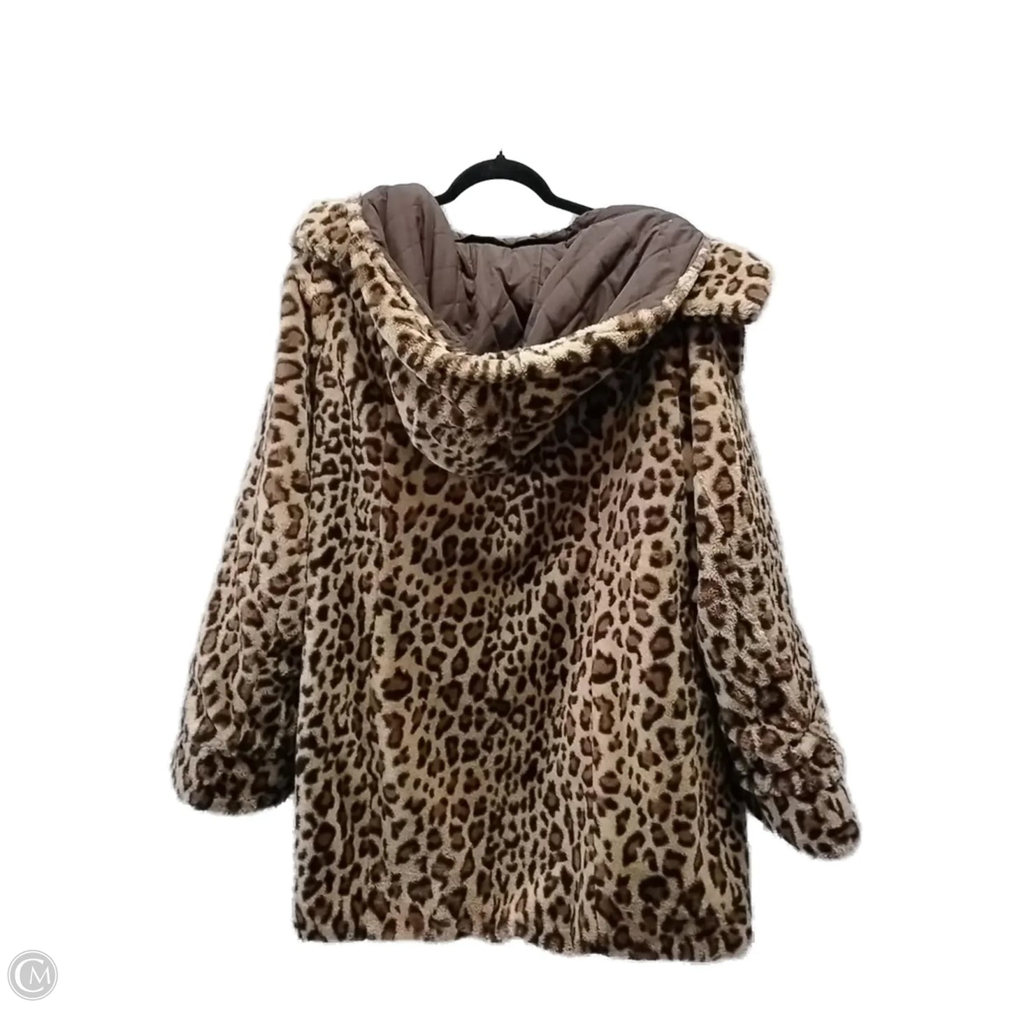 Coat Faux Fur & Sherpa By Dennis Basso Qvc In Animal Print, Size: L