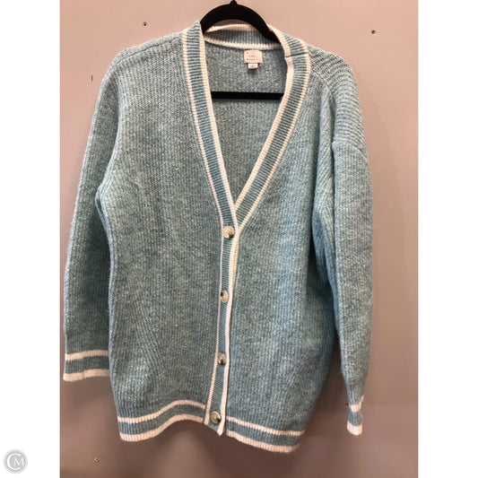 Sweater Cardigan By A New Day In Blue & Cream, Size: S