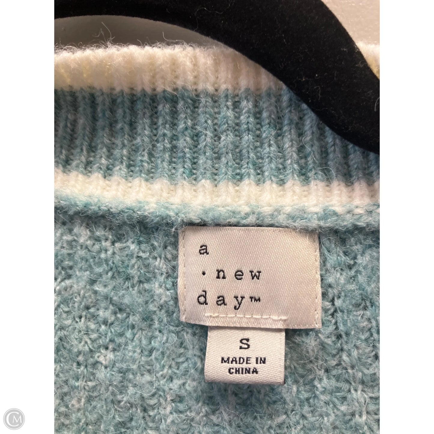 Sweater Cardigan By A New Day In Blue & Cream, Size: S