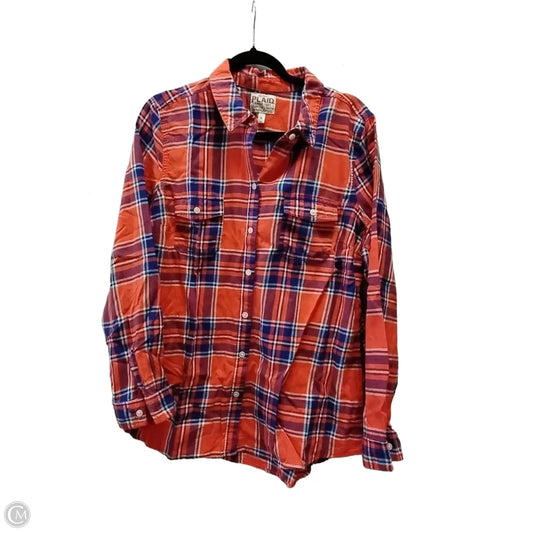 Top Long Sleeve By Old Navy In Plaid Pattern, Size: Xl