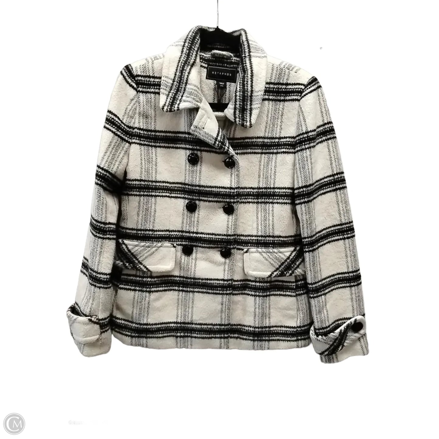 Coat Peacoat By Metaphor In Checkered Pattern, Size: M
