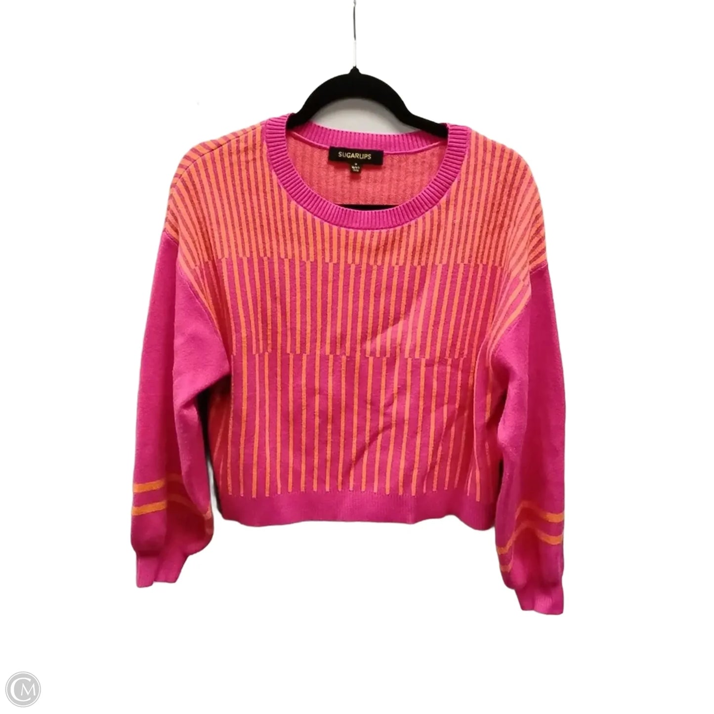 Sweater By Sugar Lips In Orange & Pink, Size: M