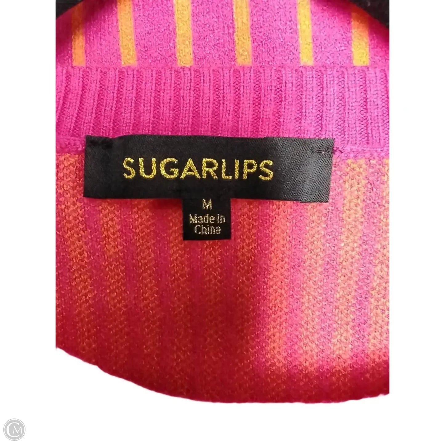 Sweater By Sugar Lips In Orange & Pink, Size: M