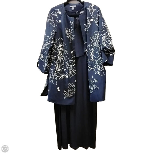 Dress Set 2pc By Jessica London In Blue & White, Size: 16