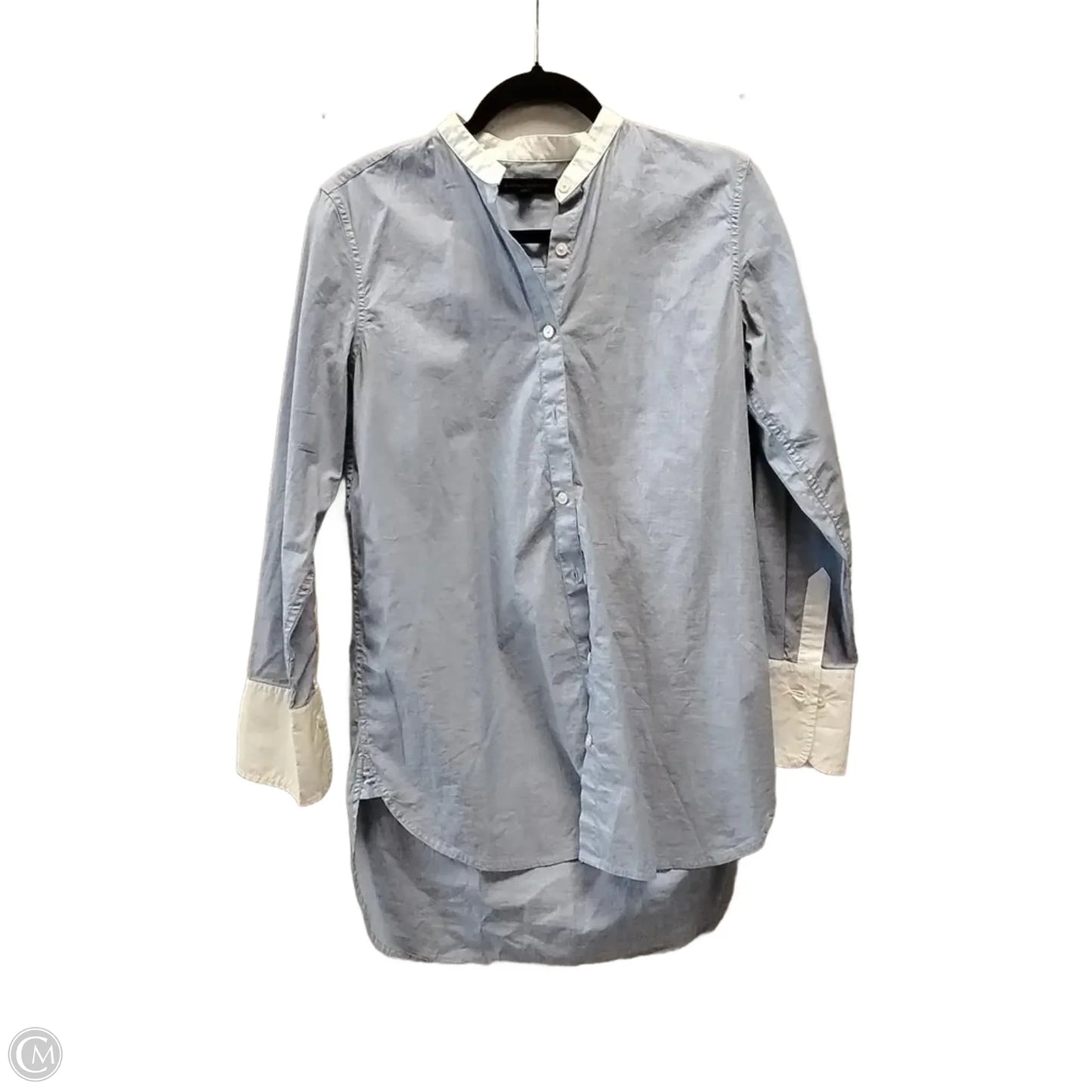 Top Long Sleeve By Banana Republic In Blue & White, Size: S