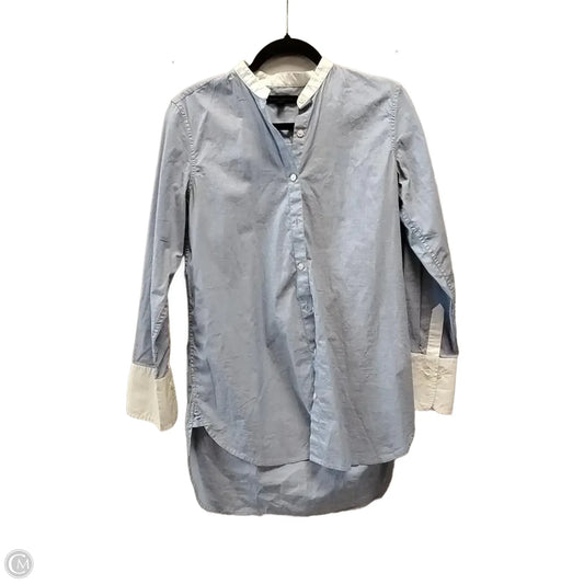 Top Long Sleeve By Banana Republic In Blue & White, Size: S