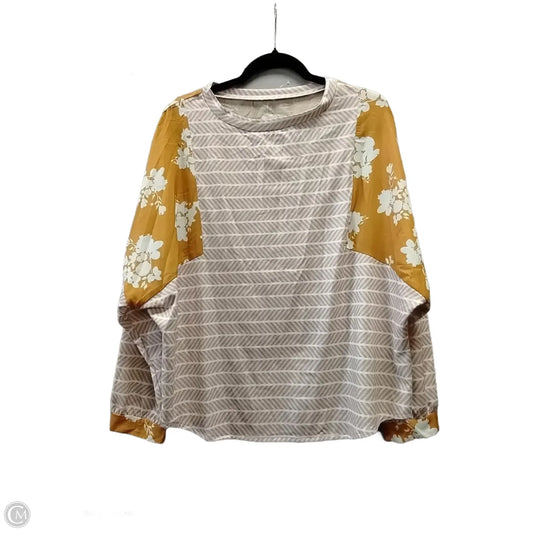 Blouse Long Sleeve By Clothes Mentor In Orange & White, Size: L