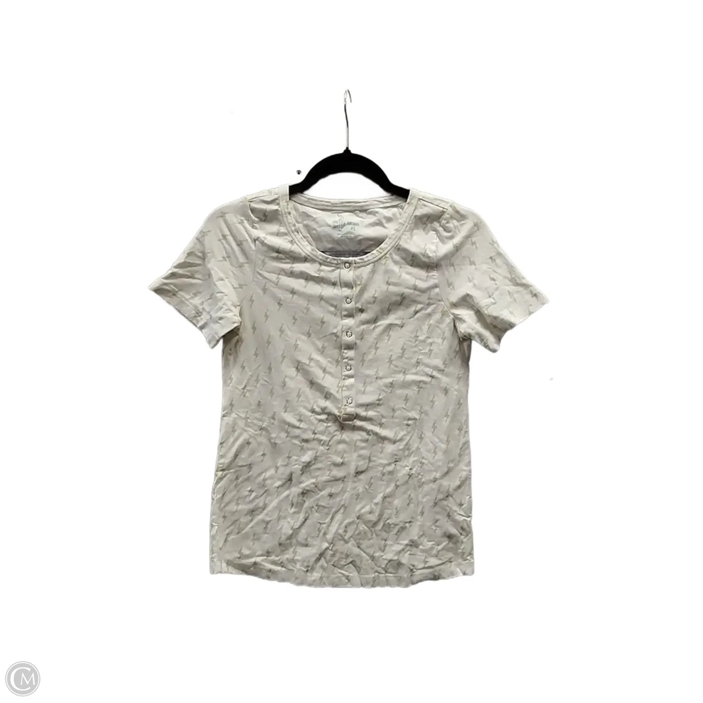 Top Short Sleeve Basic By Clothes Mentor In White & Yellow, Size: Xs