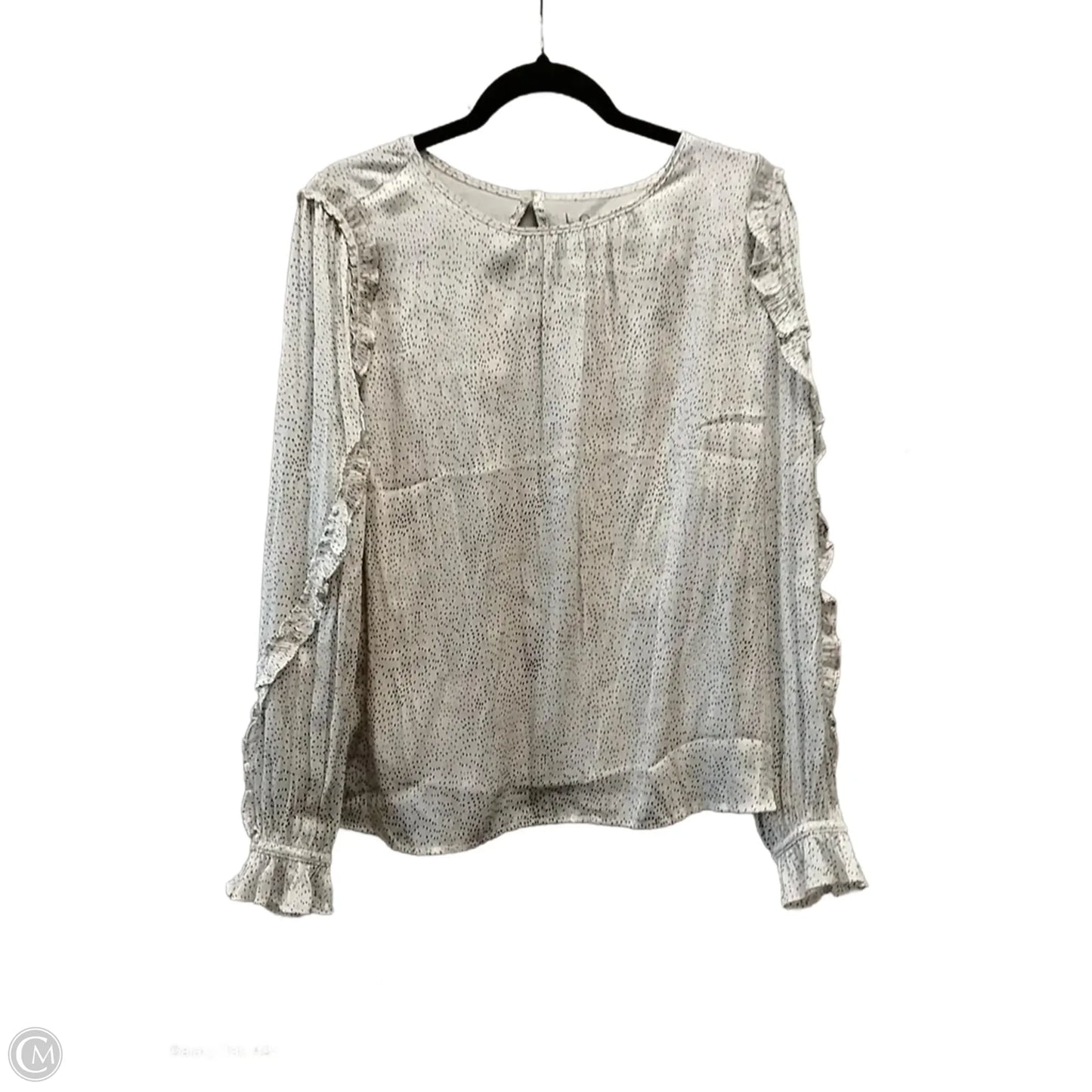 Blouse Long Sleeve By Loft In Polkadot Pattern, Size: Xl