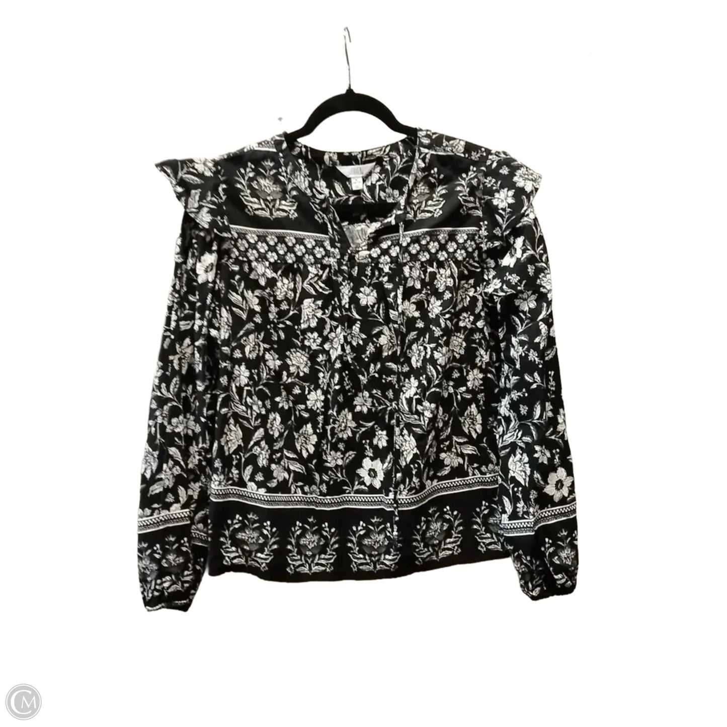 Blouse Long Sleeve By Time And Tru In Floral Print, Size: L