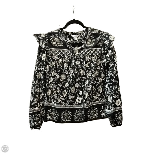 Blouse Long Sleeve By Time And Tru In Floral Print, Size: L