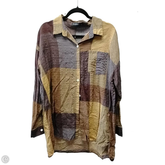 Blouse Long Sleeve By Zanzea In Multi-colored, Size: Xxxl