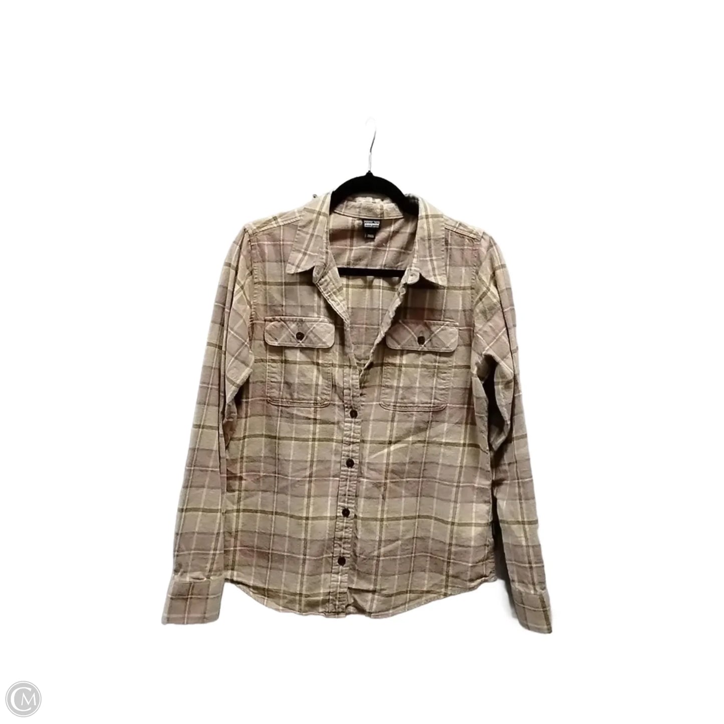 Top Long Sleeve By Patagonia In Checkered Pattern, Size: M