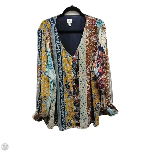 Blouse Long Sleeve By Clothes Mentor In Multi-colored, Size: 3x