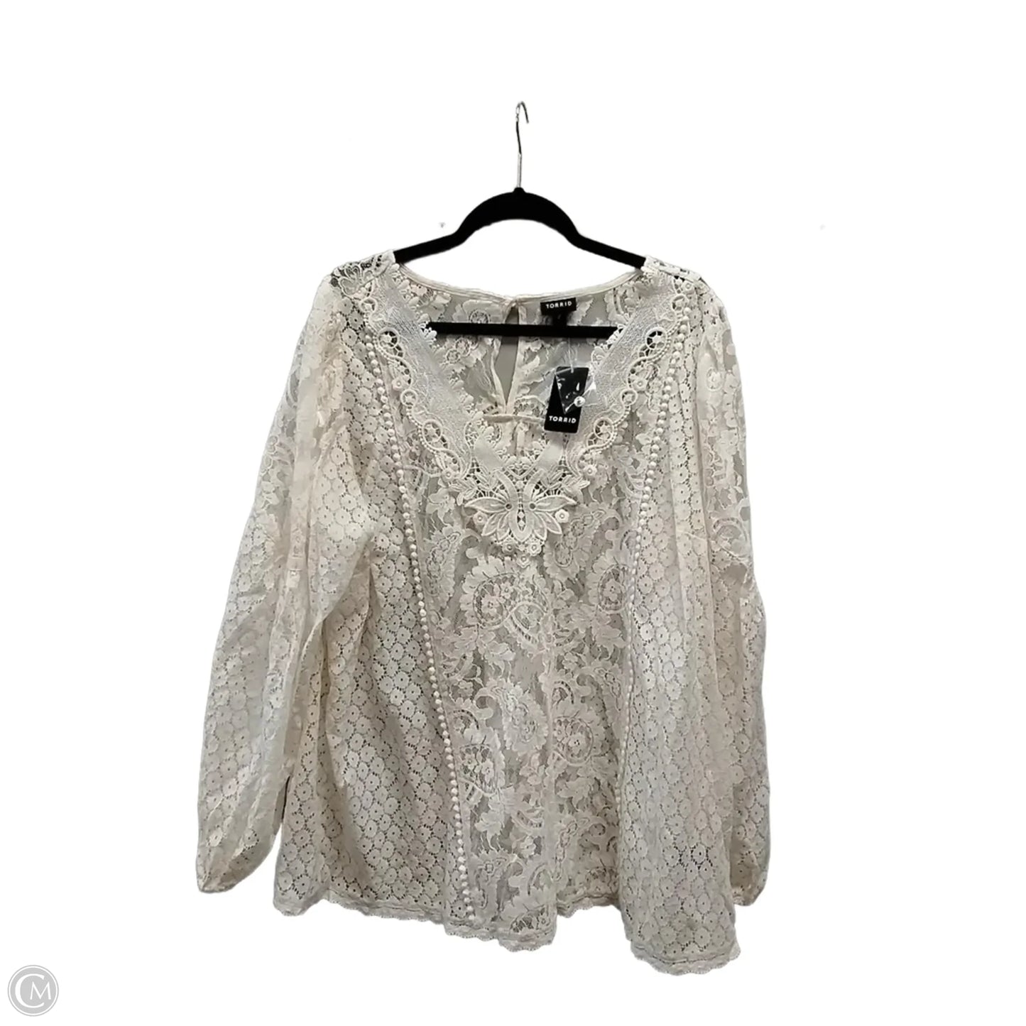 Blouse Long Sleeve By Torrid In Beige, Size: 2x