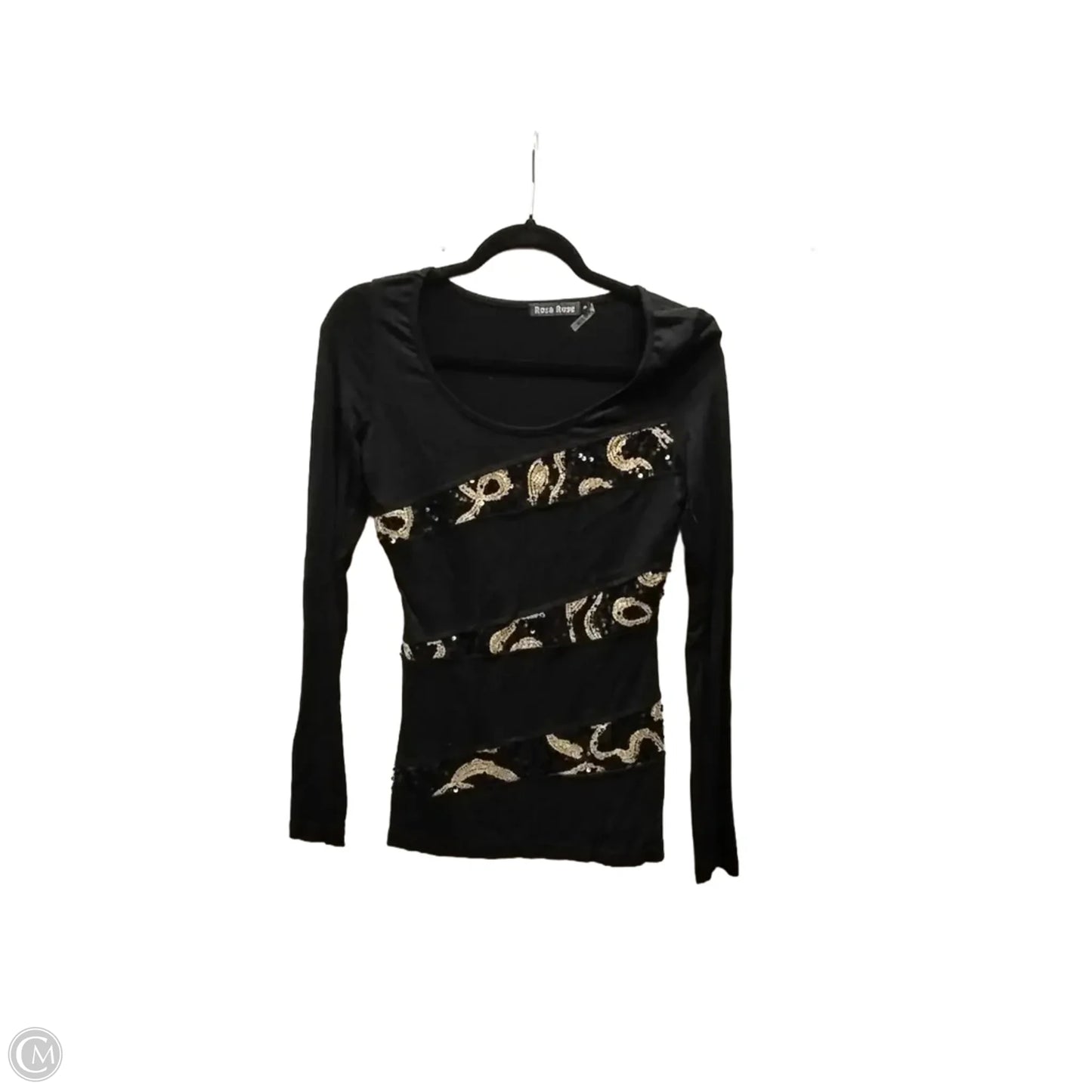 Top Long Sleeve By Clothes Mentor In Black & Gold, Size: S