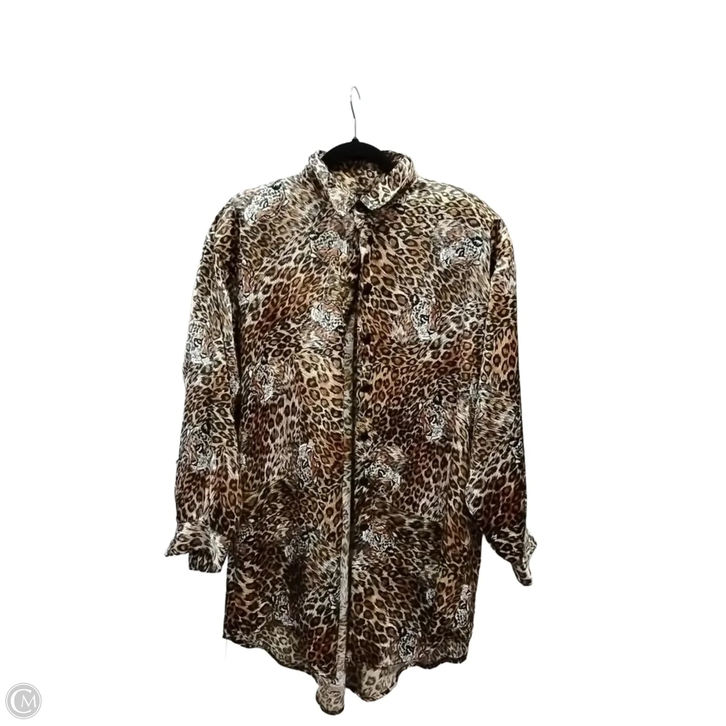 Blouse Long Sleeve By Clothes Mentor In Animal Print, Size: 10