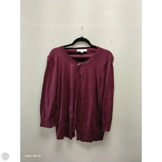 Sweater Cardigan By Loft In Purple, Size: Xl
