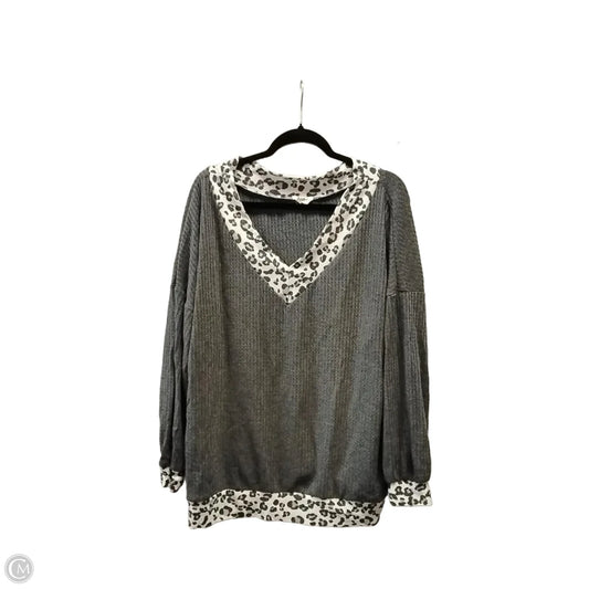 Top Long Sleeve By Bibi In Grey, Size: L