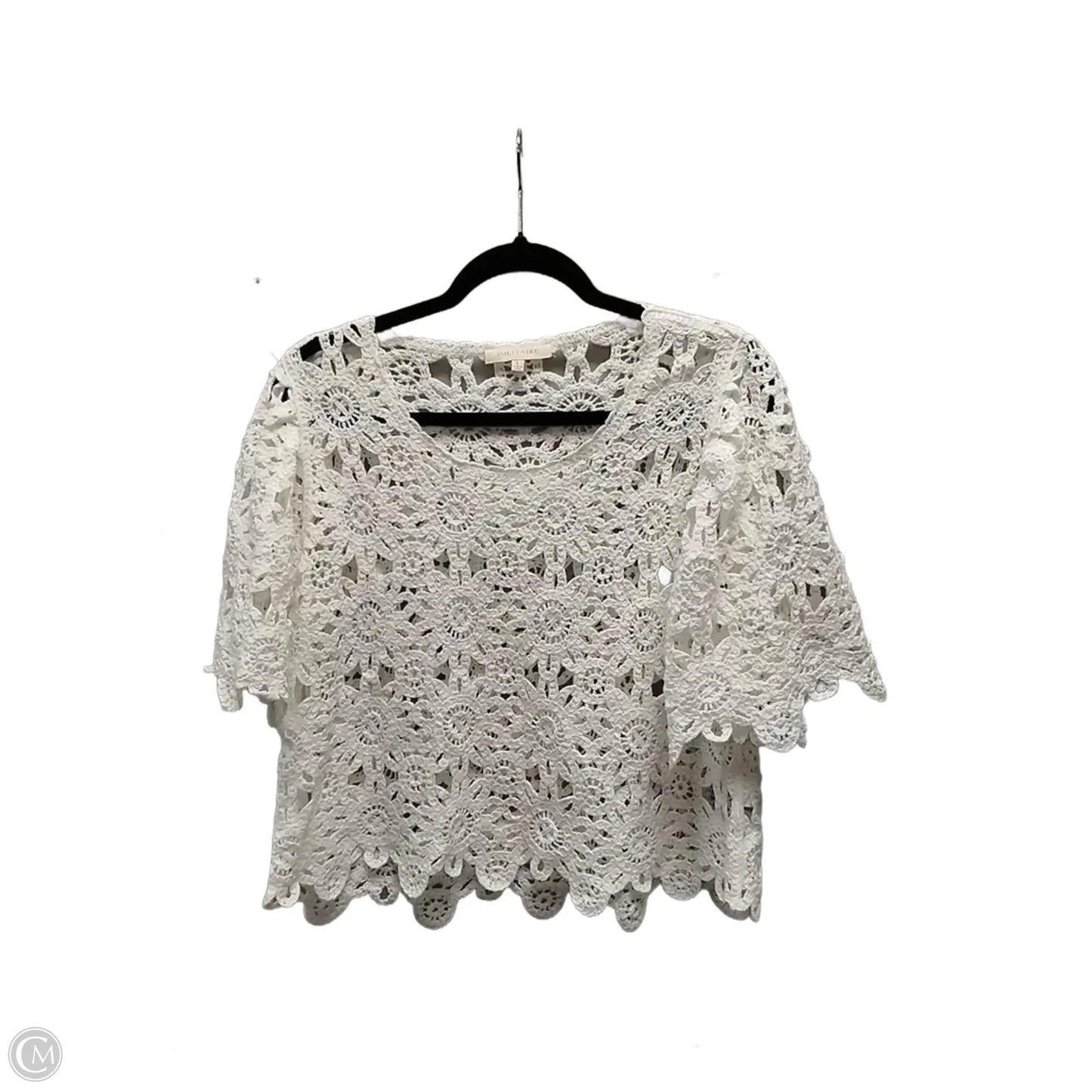 Sweater Short Sleeve By Solitaire In Cream, Size: S