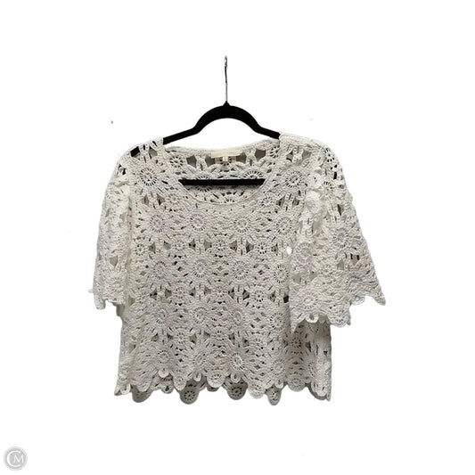Sweater Short Sleeve By Solitaire In Cream, Size: S