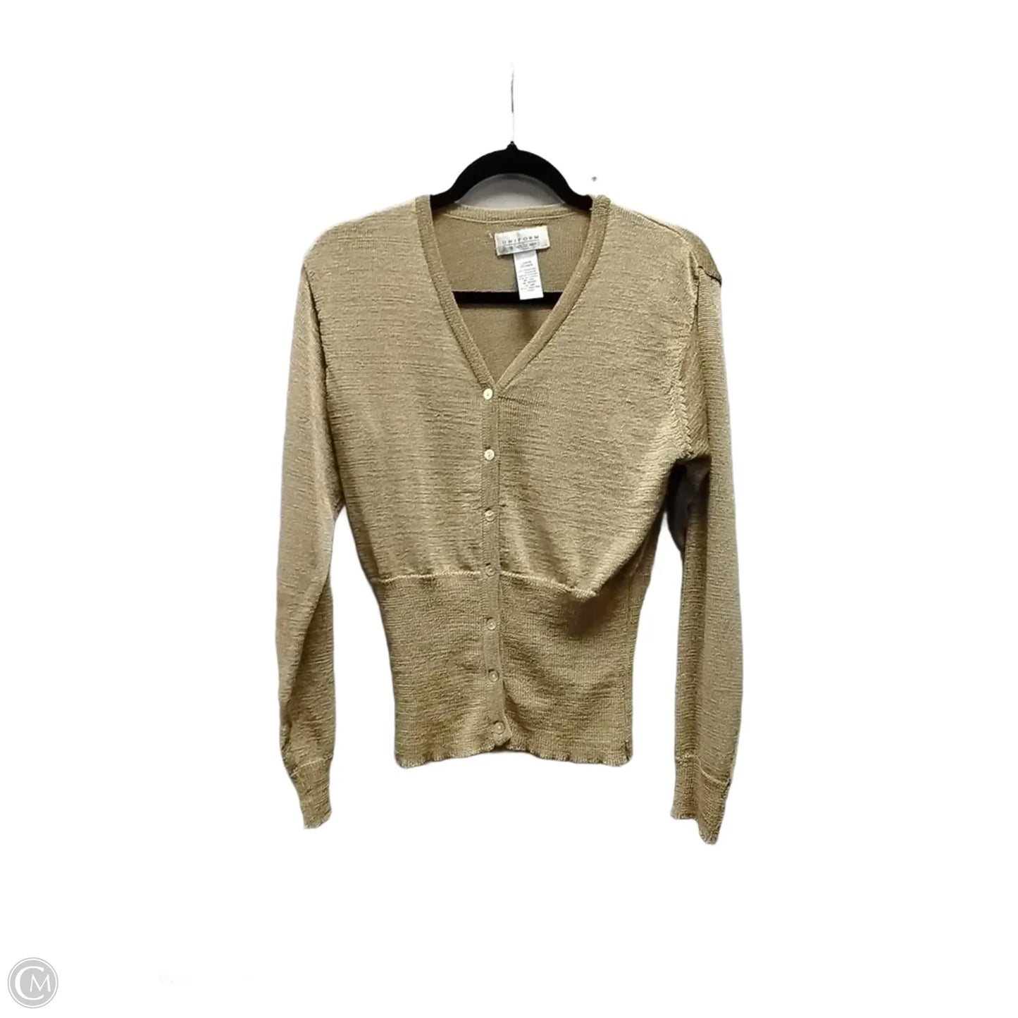 Sweater Cardigan By Uniform In Gold, Size: L