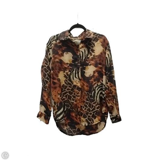 Blouse Long Sleeve By Clothes Mentor In Leopard Print, Size: L