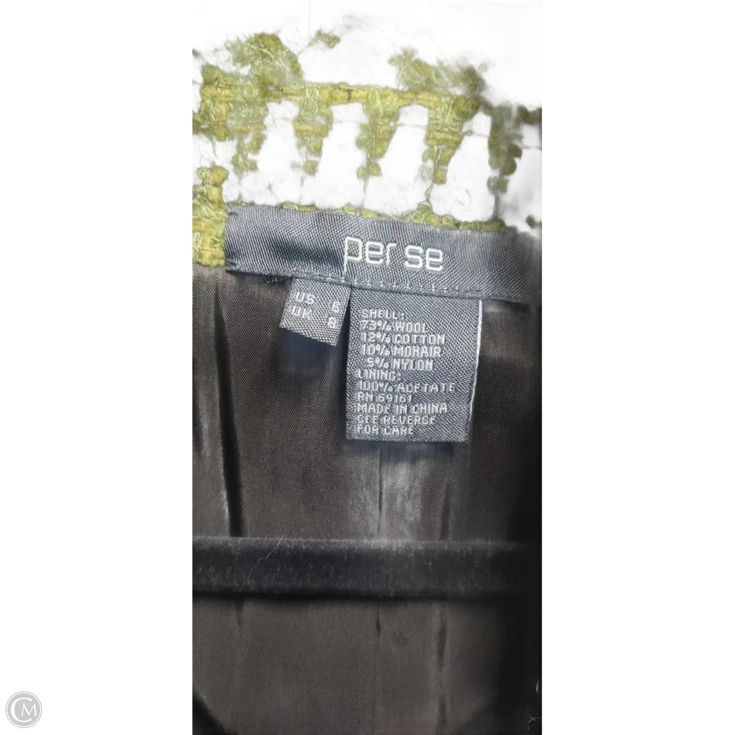 Coat Peacoat By Per Se In Black & Green, Size: S