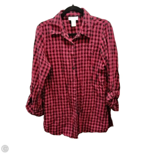 Top Long Sleeve By Clothes Mentor In Checkered Pattern, Size: L