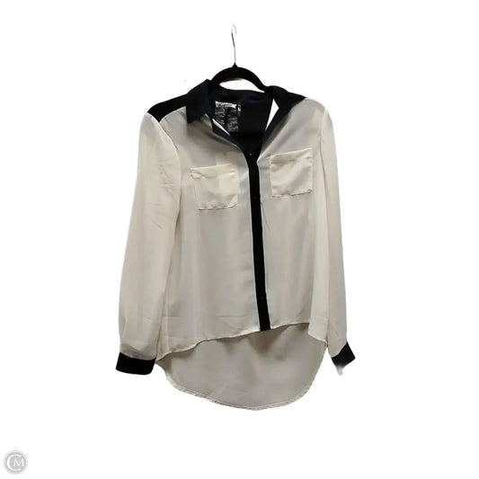 Blouse Long Sleeve By Cecico In Blue & Cream, Size: S