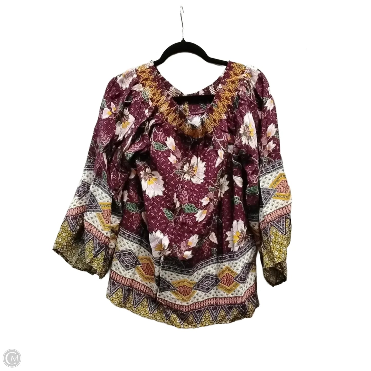 Blouse Long Sleeve By Oddi In Floral Print, Size: M