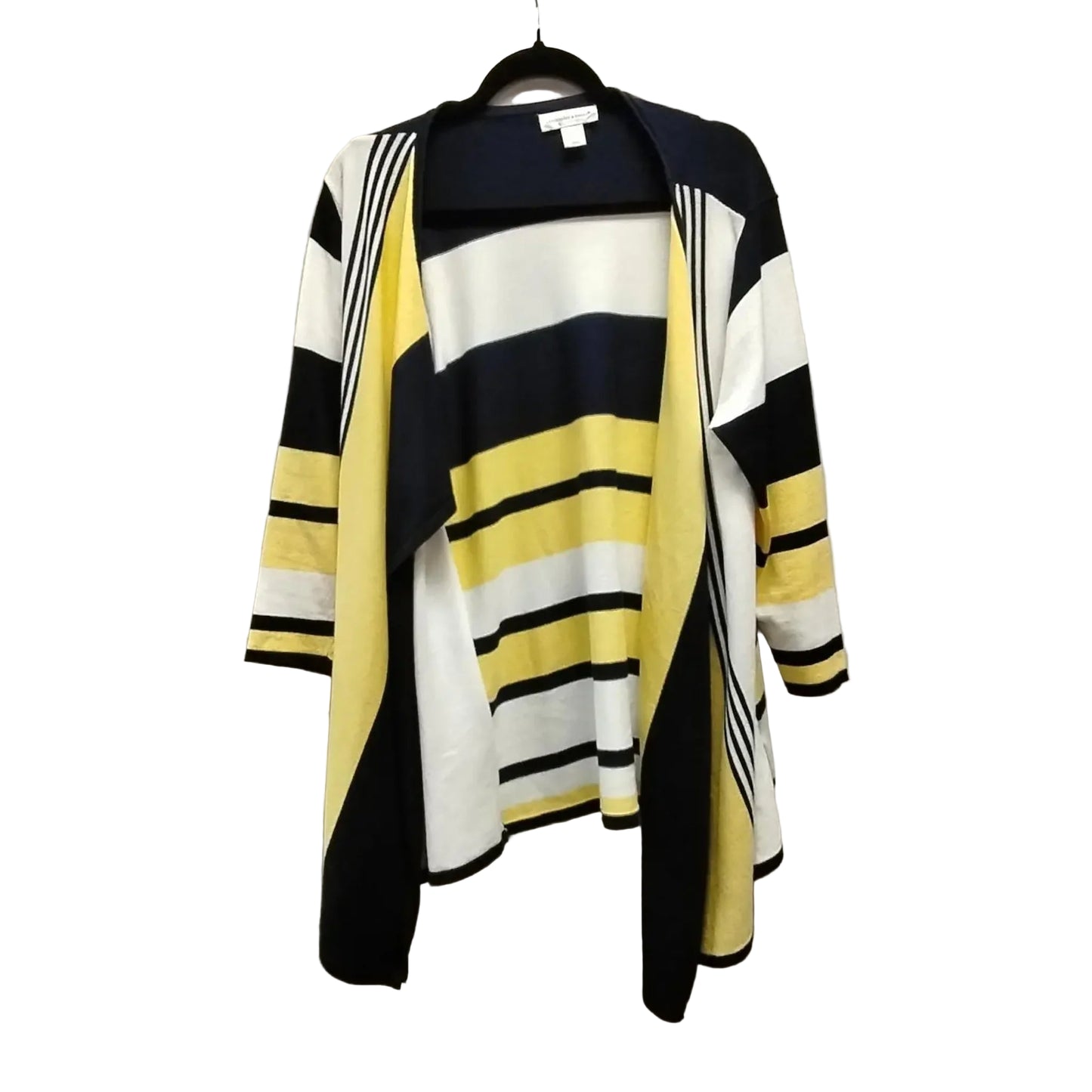 Sweater Cardigan By Christopher And Banks In Striped Pattern, Size: L