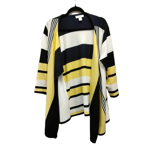 Sweater Cardigan By Christopher And Banks In Striped Pattern, Size: L