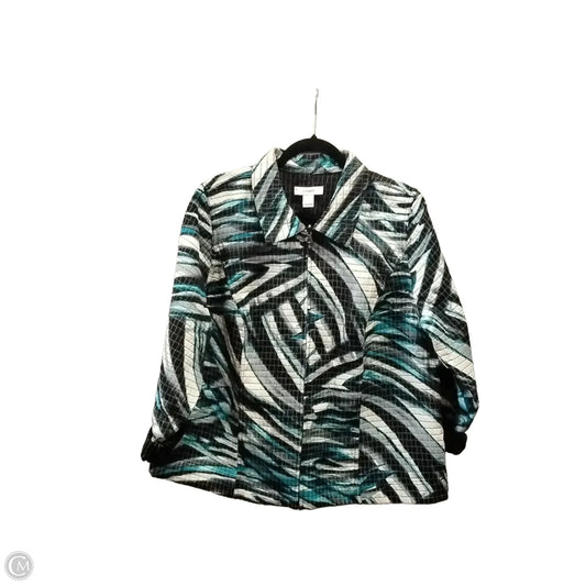 Jacket Puffer & Quilted By Cj Banks In Black & Blue, Size: 1x