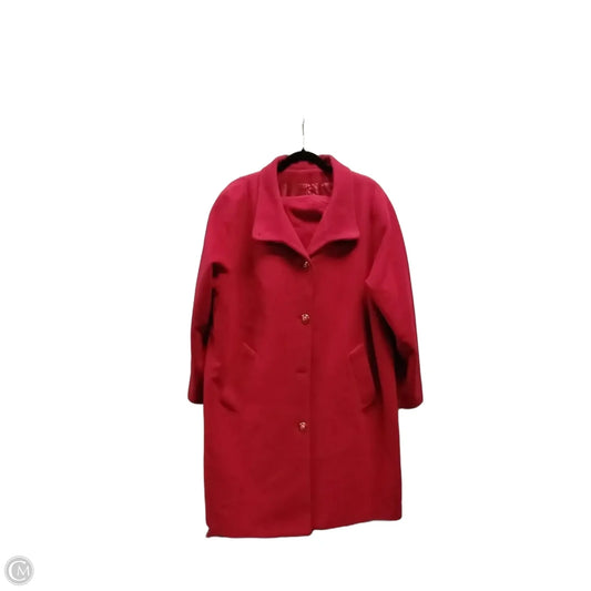 Coat Peacoat By Dennis Basso Qvc In Red, Size: 1x