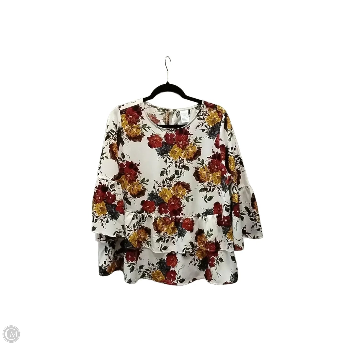 Blouse Long Sleeve By Time And Tru In Floral Print, Size: L