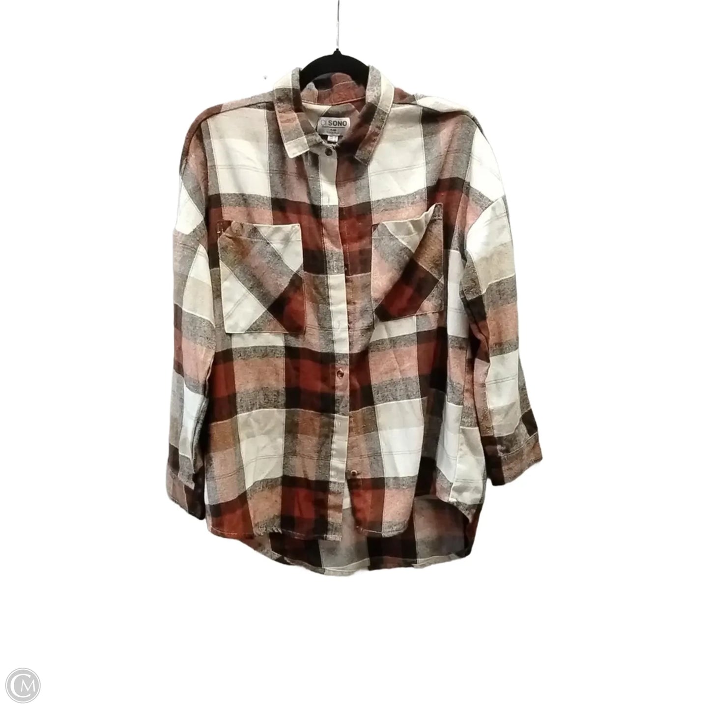 Top Long Sleeve By Ci Sono In Plaid Pattern, Size: S