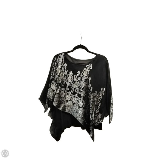 Blouse Short Sleeve By Donna Ricco In Black & Silver, Size: M