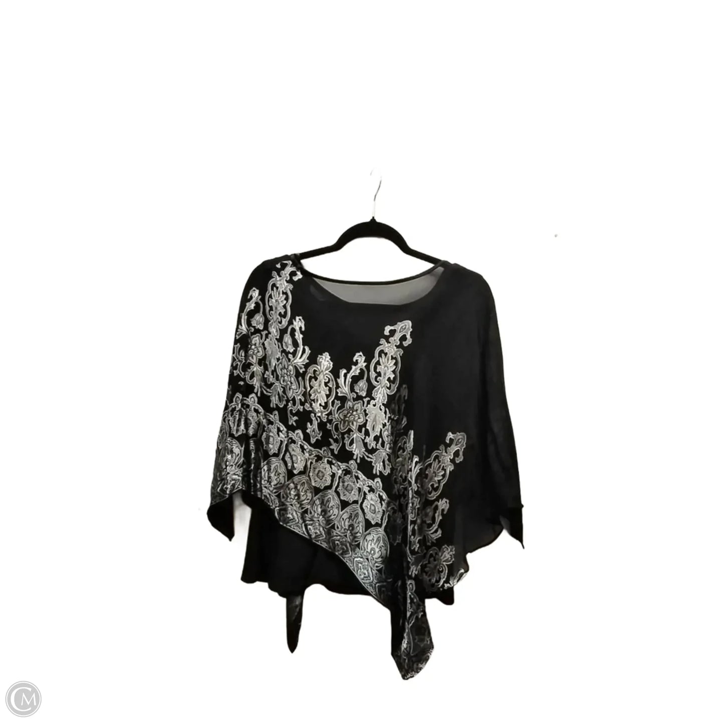 Blouse Short Sleeve By Donna Ricco In Black & Silver, Size: M