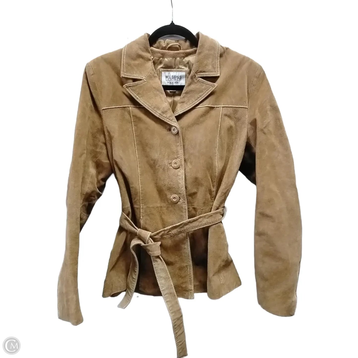 Jacket Leather By Wilsons Leather In Brown, Size: M