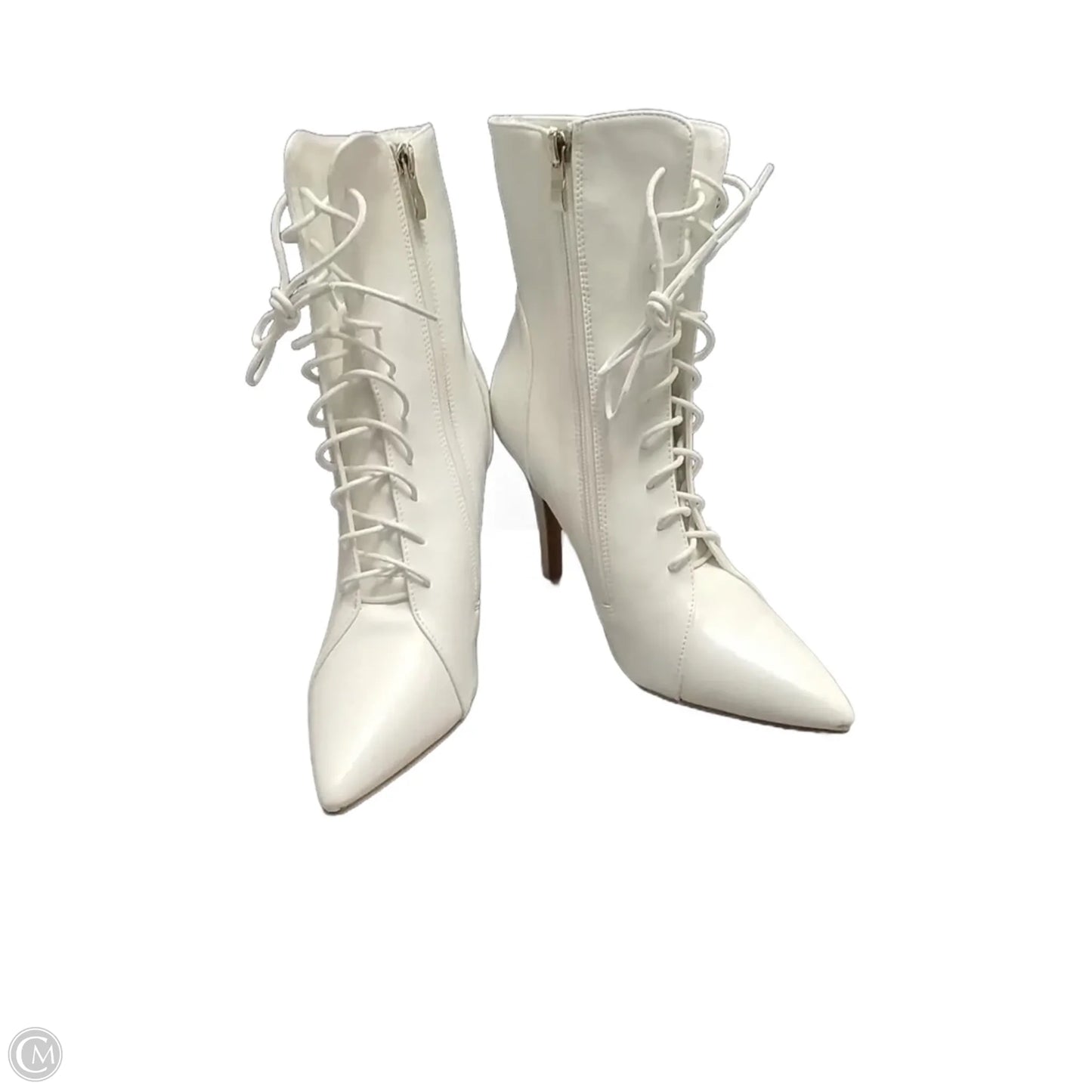 Boots Ankle Heels By Clothes Mentor In White, Size: 9.5