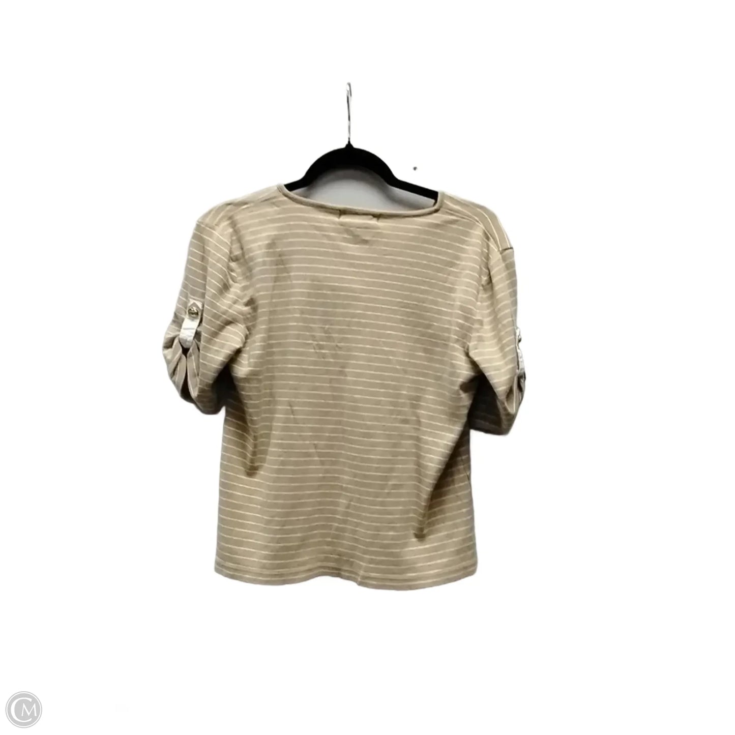 Top Short Sleeve By Lauren By Ralph Lauren In Tan & White, Size: M