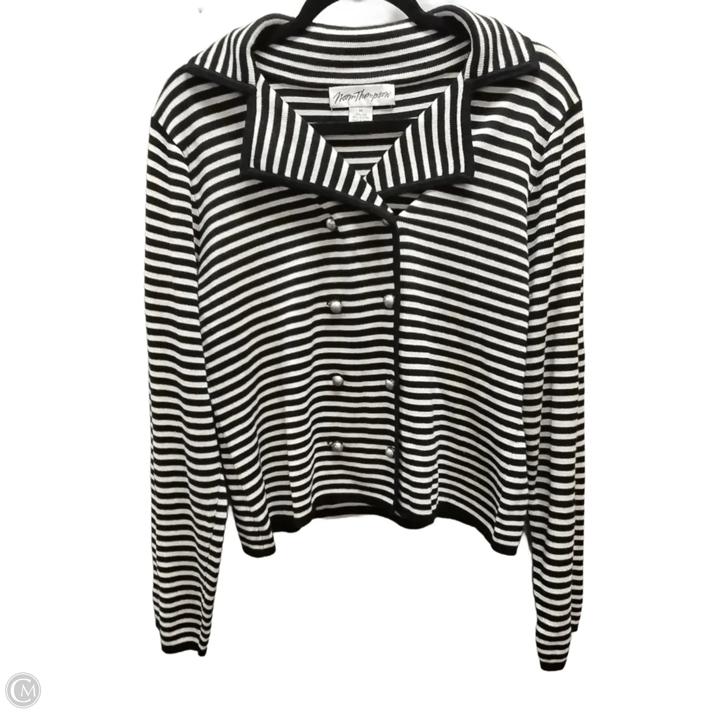 Sweater Cardigan By Norm Thompson In Striped Pattern, Size: M