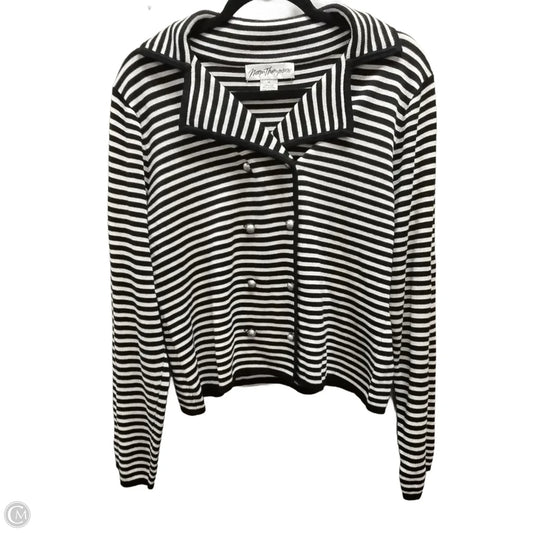 Sweater Cardigan By Norm Thompson In Striped Pattern, Size: M